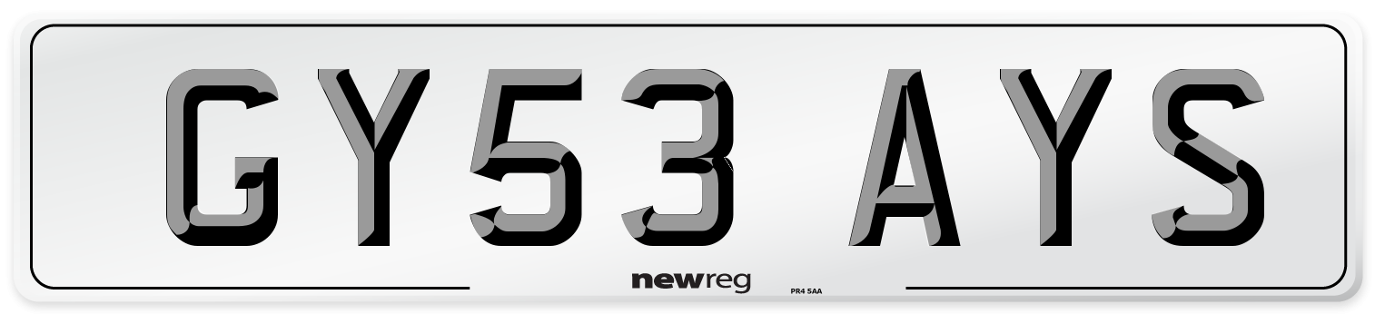 GY53 AYS Number Plate from New Reg